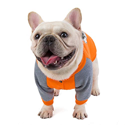 Bulldog Hundebekleidung für Hunde, Hundekleidung, Größe L, Orange von leconpet