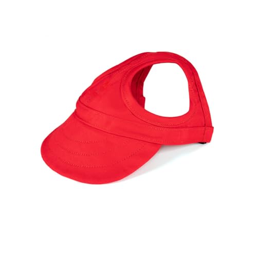 Leconpet Baseballkappe für Hunde, verstellbarer Haustier-Sonnenhut mit großen Ohrlöchern (Rot, XL) von leconpet