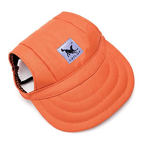 Leconpet Baseballmütze, Hüte mit Nackenband, verstellbar, bequeme Ohrlöcher für kleine, mittelgroße und große Hunde, Sonnenschutz im Freien (S, Orange) von leconpet