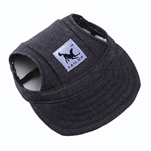 Leconpet Baseballmütze, Hüte mit Nackenband, verstellbar, bequeme Ohrlöcher für kleine, mittelgroße und große Hunde, Sonnenschutz im Freien (S, schwarze Jeans) von leconpet