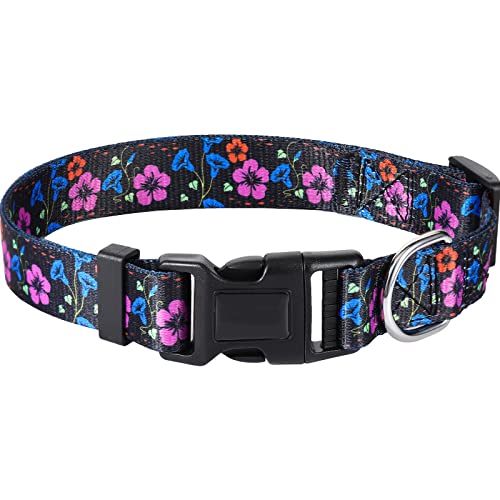 Leconpet Hundehalsband für Kleine Mittlere Große Hunde, Verstellbares Ausgefallenes Blumen-Hundehalsband für Welpen, Haustierhalsbänder mit verschiedenen Musterdesigns (L, Morning Glory) von leconpet