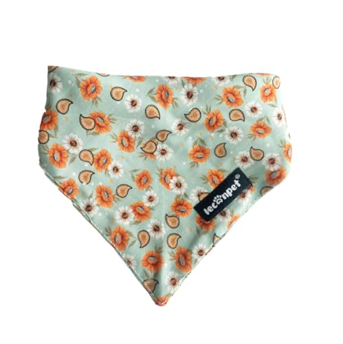 Leconpet Hundehalstuch für kleine, mittelgroße und große Hunde, weich, dreieckig, für Welpen, Katzen, Bandana, Lätzchen (M, Blume) von leconpet