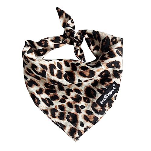 Leconpet Hundehalstuch für kleine, mittelgroße und große Hunde, weich, dreieckig, für Welpen, Katzen, Bandana, Lätzchen (groß, brauner Leopard) von leconpet