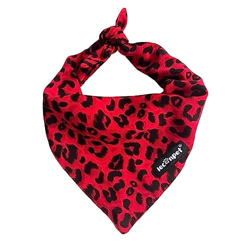 Leconpet Hundehalstuch für kleine, mittelgroße und große Hunde, weich, dreieckig, für Welpen, Katzen, Bandana, Lätzchen (groß, roter Leopard) von leconpet