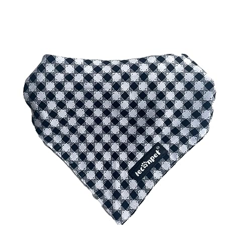 Leconpet Hundehalstuch für kleine, mittelgroße und große Hunde, weiches Dreieck, Welpen, Katze, Bandana, Lätzchen (Medium, schwarzes Karomuster) von leconpet