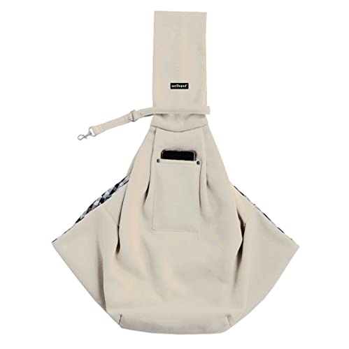 Leconpet Hundeschling-Tragetasche, Umhängetasche für Haustiere mit Handytasche, Sicherheitsschnalle, Sicherheitsschloss, geeignet für Welpen, kleine Hunde, Katzen für Outdoor-Reisen (Beige) von leconpet