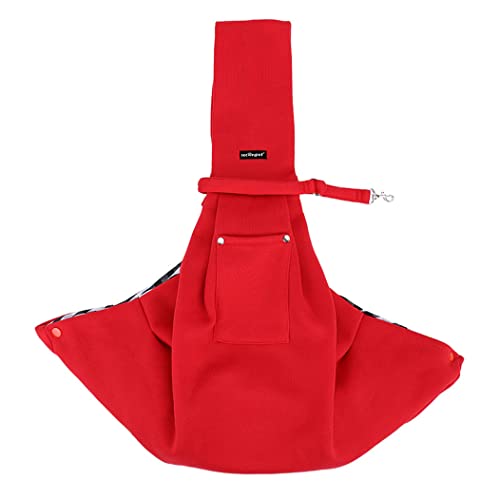 Leconpet Hundeschling-Tragetasche, Umhängetasche für Haustiere mit Handytasche, Sicherheitsschnalle, Sicherheitsschloss, geeignet für Welpen, kleine Hunde, und Katzen für Outdoor-Reisen (Rot) von leconpet