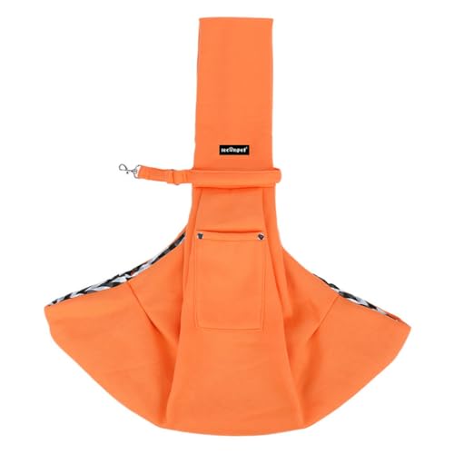 Leconpet Hundeschlingträger Umhängetasche für Haustiere mit Handytasche Sicherheitsschnalle Sicherheitsschloss Geeignet für Welpen, kleine Hunde und Katzen für Outdoor-Reisen (Orange) von leconpet