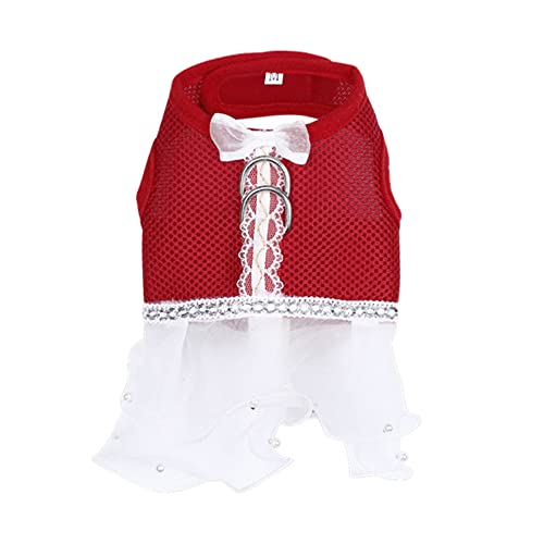 Leconpet Mesh Geschirr Weste für kleine und mittelgroße Hunde Atmungsaktiv Bequem Geschirr Rock Hundegeschirr Kleid (L, Rot) von leconpet