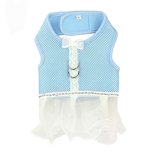 Leconpet Mesh Geschirr Weste für kleine und mittelgroße Hunde Atmungsaktiv Bequem Geschirr Rock Hundegeschirr Kleid (XS, Blau) von leconpet