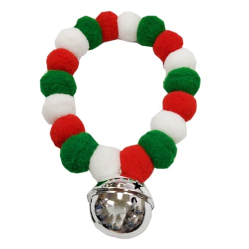 Leconpet Pom Pom Hundehalsband, Elastische Katze Halskette, Dekorative Plüschball, Haustierhalsband mit Glocke für Fotos, Spazierengehen, Outdoor-Sportarten (Weihnachten, XS) von leconpet