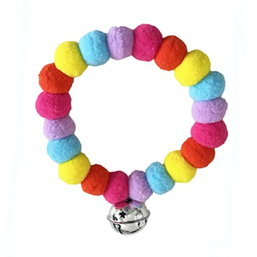 Leconpet Pom Pom Hundehalsband, Elastische Katzen-Halskette, dekorativer Plüschball, Haustierhalsband mit Glocke für Fotos, Spazierengehen, Outdoor-Sportarten (Orange Rot, XXL) von leconpet