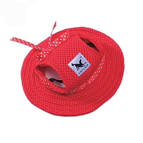 Leconpet Princess Pet Hat Hundehüte, Hüte mit Nackengurt, verstellbare bequeme Ohrlöcher für kleine, mittelgroße Hunde im Freien Sonnenschutz (M, Rot) von leconpet