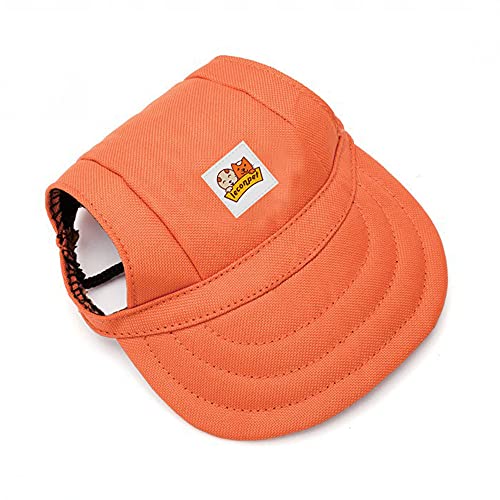 leconpet Baseball-Mützen mit Umhängeband, verstellbar, bequeme Ohrlöcher für kleine, mittelgroße und große Hunde, Sonnenschutz (L, Orange) von leconpet