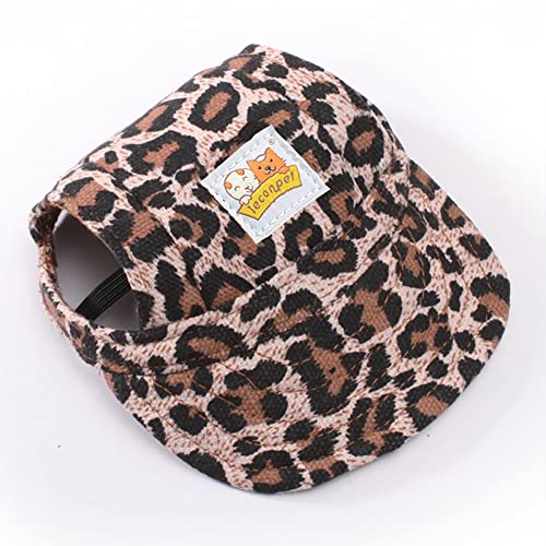 leconpet Baseballkappe, Hüte mit Nackenband, verstellbare bequeme Ohrlöcher für kleine, mittelgroße und große Hunde, Sonnenschutz im Freien (S, Leopard) von leconpet