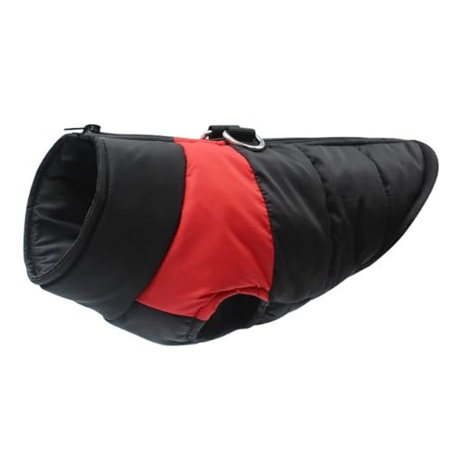 leconpet Haustier Kaltwettermantel Warme Hundemantel Jacke mit D-Ring Verdicken Rollkragen Hundejacke Leicht und Warm, einfach an- und auszuziehen, mit Reißverschluss (Rot, 2XL) von leconpet