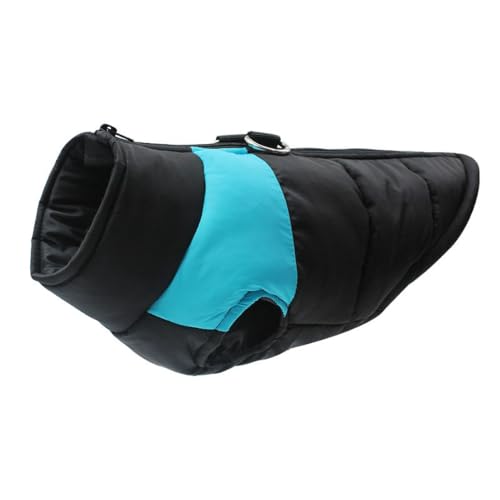 leconpet Haustier Kaltwettermantel Warmer Hundemantel Jacke mit D-Ring Verdicken Rollkragen-Hundejacke leicht und warm, einfach an- und auszuziehen, mit Reißverschluss (Blau, M) von leconpet