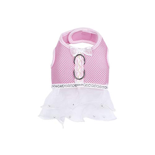 leconpet Mesh Geschirr Weste für Kleine und Mittlere Hunde Atmungsaktiv Bequem Geschirr Rock Hundegeschirr Kleid (M, Pink) von leconpet