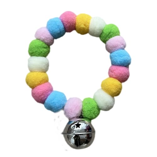 leconpet Pom Pom Hundehalsband mit elastischem Katzenhalsband, dekorative Plüschball-Halskette, auffälliges Haustierhalsband mit Glöckchen, zum Fotografieren, Spazierengehen, Outdoor-Sport von leconpet