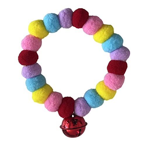 leconpet Pom Pom Hundehalsband Elastisches Katzenhalsband Dekorative Plüschball Welpenhalskette Auffällige Pom Pom Haustier Halsband Halskette mit Glocke für Fotografieren, Spazierengehen, Outdoor von leconpet