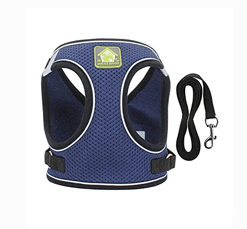 leconpet Step in Hundegeschirr, Westengeschirr und Leine Set für kleine mittelgroße Hunde, Welpengeschirr, Mesh reflektierend Hundegeschirr Weste (True Navy, XL) von leconpet