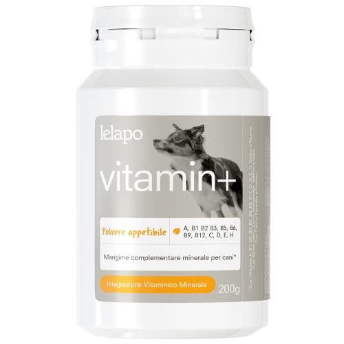 lelapo Vitamin+ 200 g Multivitamin-Pulver für Hunde – Mineralien und Vitamine für Hausnahrung und Barf des Hundes – Unterstützung von Knochen, Gelenken, Fell, Gedächtnis, Darm – mit Messbecher von lelapo