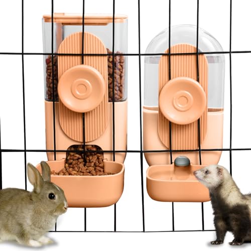 Lemtrflo Automatischer Futter- und Wasserspender zum Aufhängen, Schwerkraft-Kaninchen-Futterspender und Wasserspender-Set, Käfig, Katzenfutter und Wasserspender, Futternapf für Kaninchen, Chinchilla, von lemtrflo