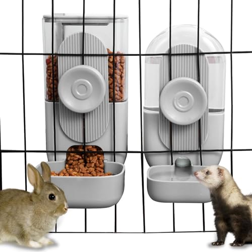 Lemtrflo Automatischer Futterspender für Kaninchen, zum Aufhängen, für Hunde- und Katzenfutterspender, Frettchenfutterspender, Kaninchen-Wasserflasche, Meerschweinchen, Futternapf-Set, von lemtrflo