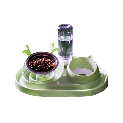 Katzenfutter-Wassernapf-Set, Doppel-Hundekatzennäpfe, Wasser- und Futternapf-Set | 2-in-1-Futternäpfe mit automatischer Tränke für Haustiere | Slow Down Eating Cat Feeder Wasserspender, 15° von lencyotool