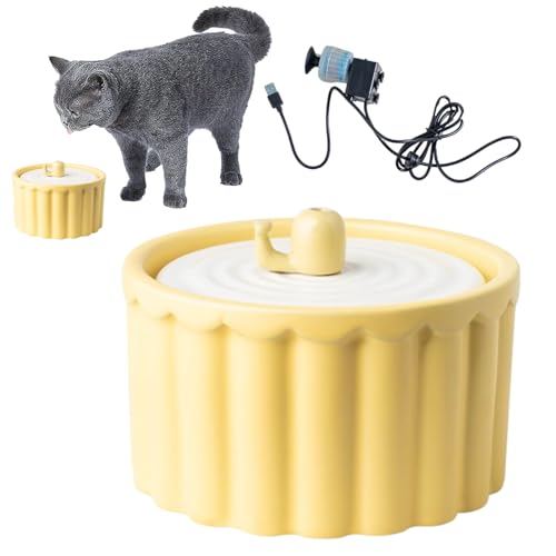 Katzenwasserspender - Kitty Trinkbrunnen aus Keramik mit 1 l Fassungsvermögen,Katzentränkezubehör für Wohnzimmer, Schlafzimmer, Tierklinik, Balkon, Tierhandlung von lencyotool