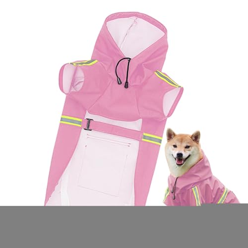 lencyotool Hunde-Poncho-Regenmantel, wasserdichte Hundejacke, Leicht tragbare Haustier-Regenjacke, Verstellbarer Haustier-Mantelponcho mit Kapuze und reflektierendem Streifen, gut sichtbare, von lencyotool