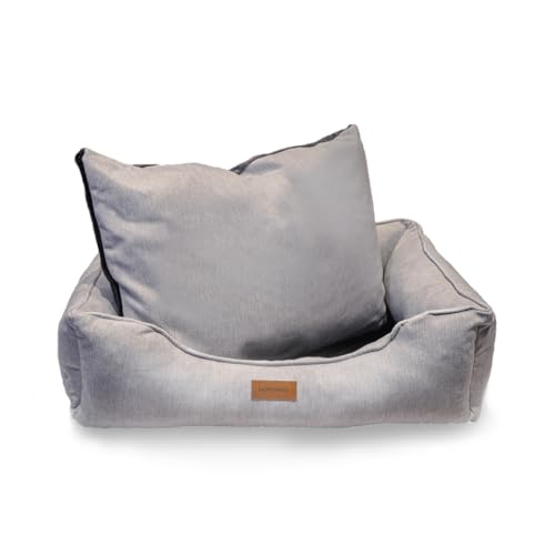 lepuspet Toledo Hundebett, waschbar, rutschfest, Hundekorb mit einem Wendekissen für Winter und Sommer, ideal für große Hunde bis 45 kg (XL 125x85x17 cm), grau von lepuspet