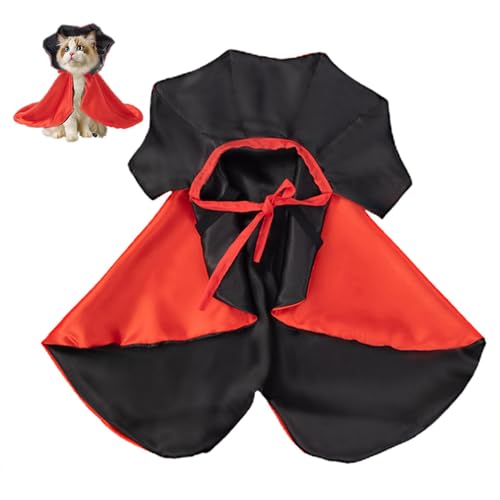 Halloween Katzen Vampir Mantel Kostüm | Verstellbare Vampir Cape Kostüm für Katzen | Lustige Katze Hund Cosplay Kleid Zauberer Outfit für Halloween Cosplay von leryveo