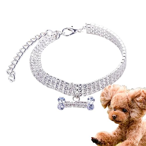 Leryveo Strass Hundehalsband, Strass-Knochen-Schmuck-Anhänger, Glitzer-Hundehalsband, Party-Hochzeits-Accessoires von leryveo