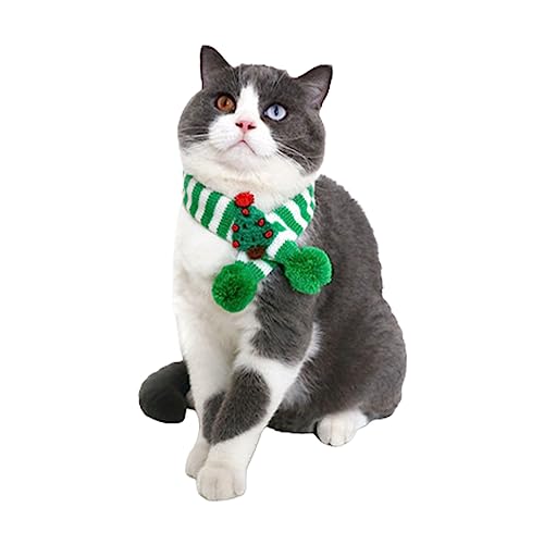 leryveo Katzen-Weihnachtskostüm - Gestricktes Weihnachts-Hundeschal-Strickkostü für Katzen,Bequemer Streifenschal für Katzen, Weihnachtskostü für Katzen für kleine mittelgroße Hunde, Katzen von leryveo