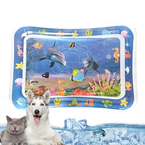 leryveo Wassermatte Katze | 17x22 Zoll Wasserspielmatte Katze | Aufblasbare Sensorische Wassermatte für Katzen und Hunde | Verdickte Kühlende Water Sensory Mat für Haustiere Im Innenbereich von leryveo