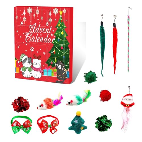 leryveo Weihnachts-Adventskalender, Adventskalender-Spielzeug | Haustier-Weihnachts-Adventskalender | 12 Tage verspielte Mäuse, Katzenspielzeug, Plüschbälle, Katzenspielzeug für Katzenliebhaber von leryveo