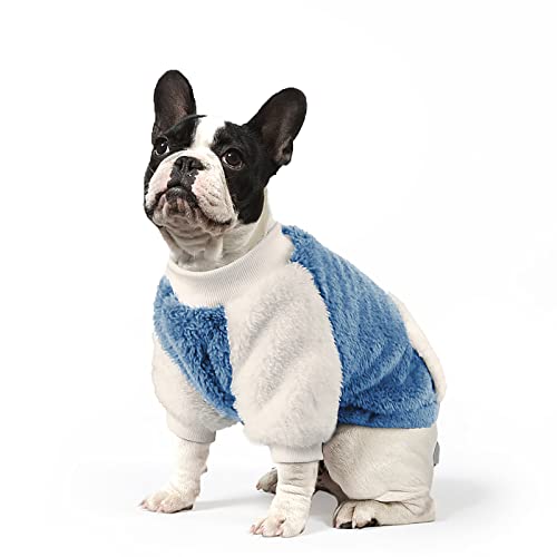 LESYPET Fleece-Hundepullover für kleine Hunde, warme Hundekleidung für kleine und mittelgroße Hunde, Sweatshirt, Pullover, Mädchen, Jungen, Katzenbekleidung, Blau, Größe XL von lesypet