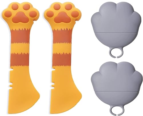 letaofang 4 Stück Haustierfutter-Dosenzubehör-Set Universal-Silikon-Dosenabdeckungen Katzendosendeckel 2-in-1-Spachtel Haustier-Dosenöffner Hundeklauen-Löffel für, Hunde,Katzen Fütterun von letaofang