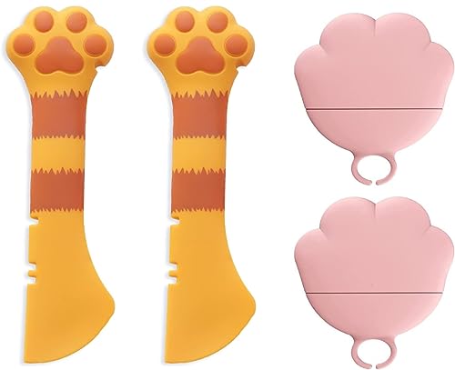 letaofang 4 Stück Haustierfutter-Dosenzubehör-Set Universal-Silikon-Dosenabdeckungen Katzendosendeckel 2-in-1-Spachtel Haustier-Dosenöffner Hundeklauen-Löffel für, Hunde,Katzen Fütterun von letaofang