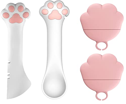 letaofang 4 Stück Haustierfutter-Dosenzubehör-Set Universal-Silikon-Dosenabdeckungen Katzendosendeckel 2-in-1-Spachtel Haustier-Dosenöffner Hundeklauen-Löffel für, Hunde,Katzen Fütterun von letaofang