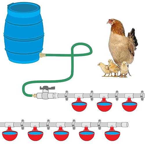 Automatisches Hühnerbewässerungssystem mit 1,27 cm PVC-Rohr & Schlauchverbinder-Kit, auslaufsicher und einfach zu montierende Hühnertränke für Ställe, kompatibel mit Wassertanks von letsFix