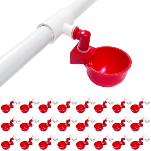 Hühner-Wasserbecher für PVC mit Tee (24 Stück), Automatisches Hühnerbewässerungsset für Geflügel, DIY PVC Wasserspender für Huhn/Ente/Wachtel/Truthahn von letsFix