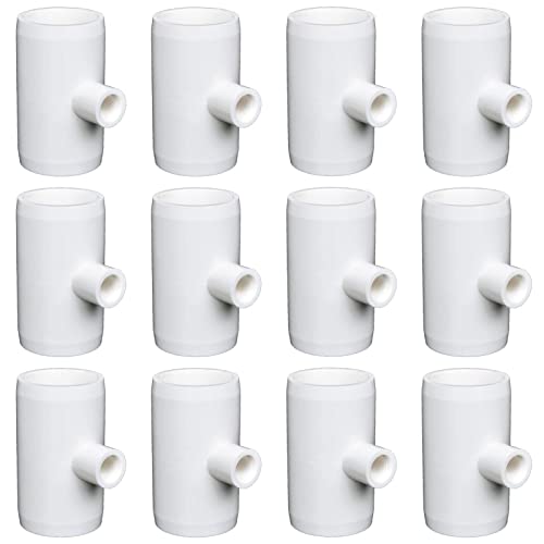 letsFix Chicken Waterer PVC Tee Fittings 3/4 Zoll (12 Stück) für Geflügelbewässerung Becher/Brustwarzen/Futterspender, geeignet für Küken, Ente, Gans, Truthahn - passend für 3/4 Zoll SCH. 40 PVC Rohre von letsFix