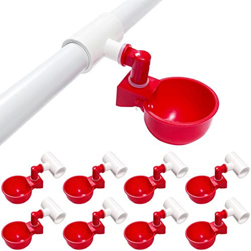 letsFix Hühner-Wasserbecher für PVC mit Tee (8 Stück), Automatisches Hühnerbewässerungsset für Geflügel, DIY PVC Wasserspender für Huhn/Ente/Wachtel/Truthahn von letsFix