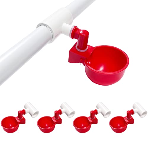 letsFix Hühner-Wasserbecher für PVC mit Tee (4 Stück), Automatisches Hühnerbewässerungsset für Geflügel, DIY PVC Wasserspender für Huhn/Ente/Wachtel/Truthahn von letsFix