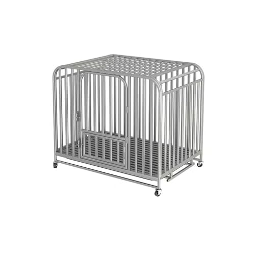 Hundekäfig - Sechseckiger Metallkäfig aus Vierkantrohr - Geeignet für Mittelgroße und Große Hunde - Separate Toilette für Drinnen und Draußen - Schwarz/Silber(Silver,110 * 72 * 95cm/43 * 28 * 37in) von lhyangroupao