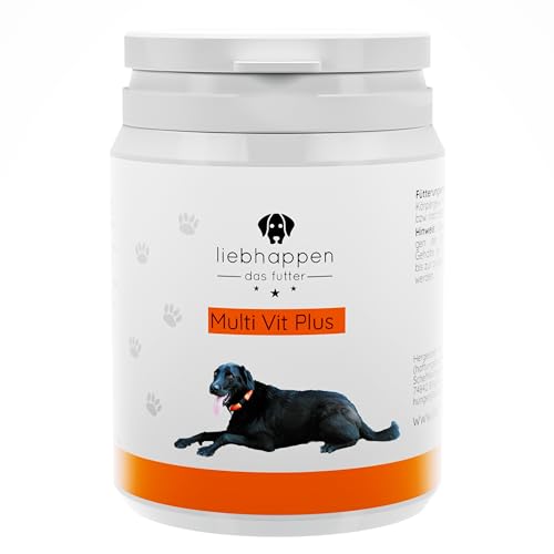 liebhappen Multi VIT Plus MULTIVITAMIN Tabletten für Hunde Vitamin B Komplex Vitamin A D E Kurkuma Folsäure Biotin Riboflavin Mineralien für das Immunsystem hochdosiert 100 Tabletten von liebhappen