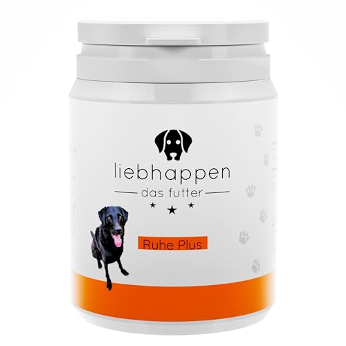 liebhappen Ruhe Plus BERUHIGUNGSMITTEL für Hunde bei Angst Stress und Nervosität zur Beruhigung und Entspannung mit L-Tryptophan und Vitamin B Komplex, Ideal auch für Silvester, 100 Tabletten von liebhappen