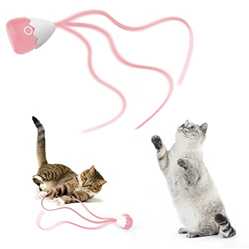 Interaktives Katzenspielzeug für Indoor-Katzen, automatisches unregelmäßiges bewegliches Katzenspielzeug mit lebensechtem Beuteschwanz, Silikonschwanz, 2-in-1 wiederaufladbarer von lifefav